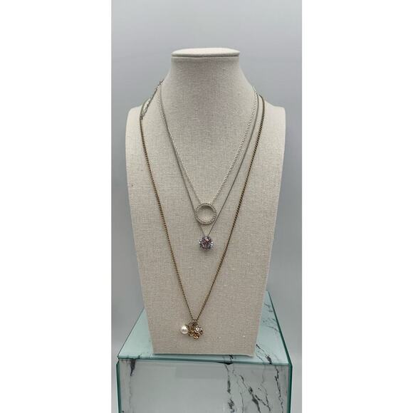 Lot Of 3 Dainty Little Bling Necklaces 1 Is An Aero Necklace - Picture 5 of 8